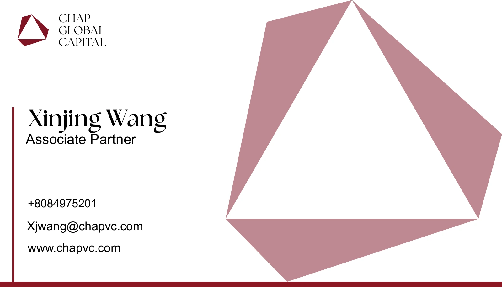 Business card: Xinjing Wang, Associate Partner